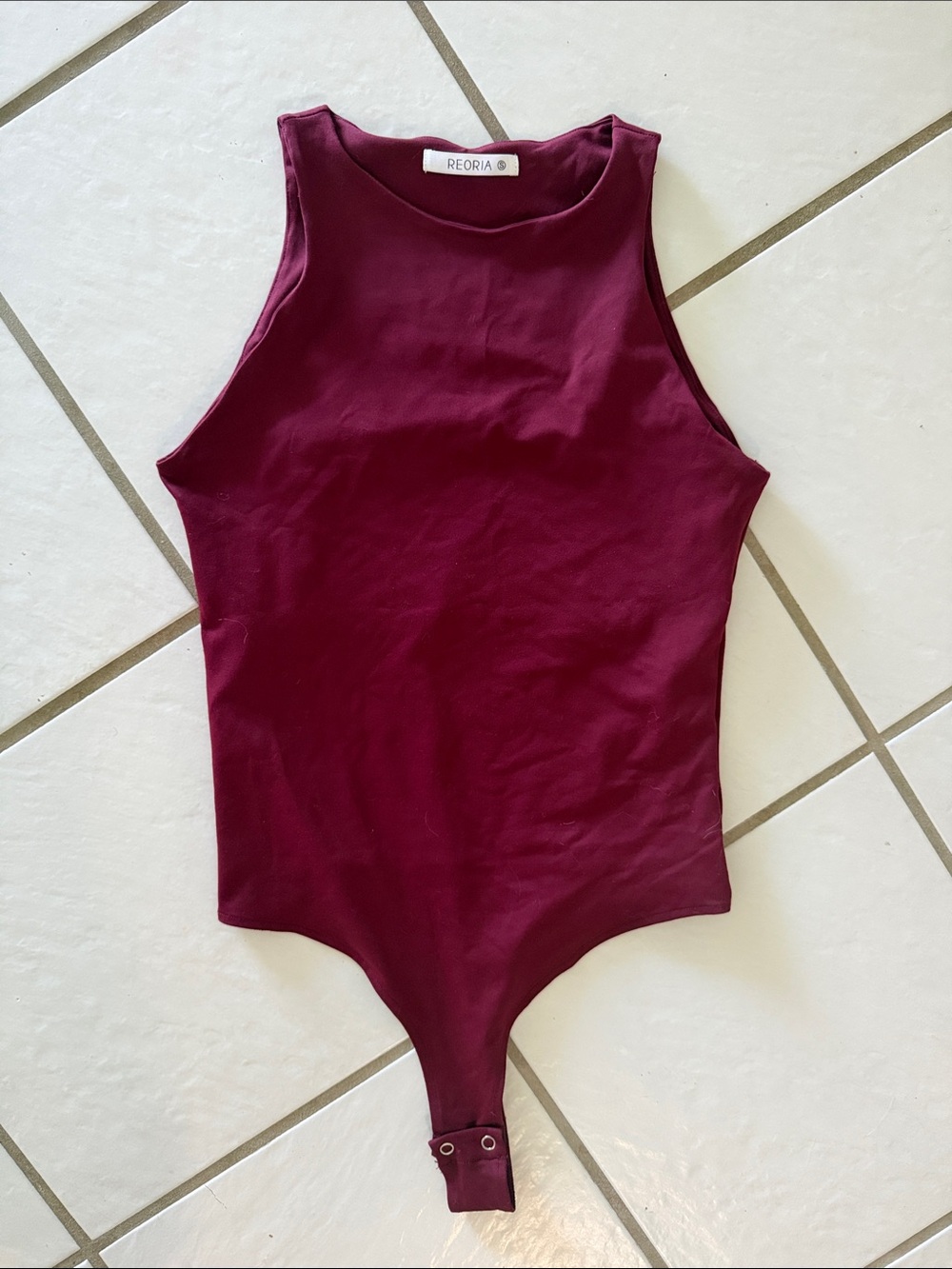 ReoRia Burgundy Sleeveless One-Piece Bodysuit